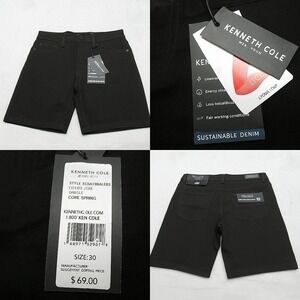 Kenneth Cole Denim‎ Shorts Mens 30 Black Sustainable 9" Stretch 32x18 NEW